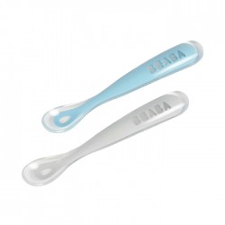 Beaba 1st Stage Silicone Spoons (set of 2) - Blue / Light Mist