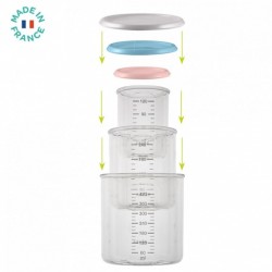 Beaba Set of 3 conservation jars - Old pink/windy blue/grey