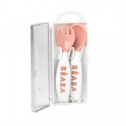 Beaba 2nd Stage Training Fork and Spoon - Pink