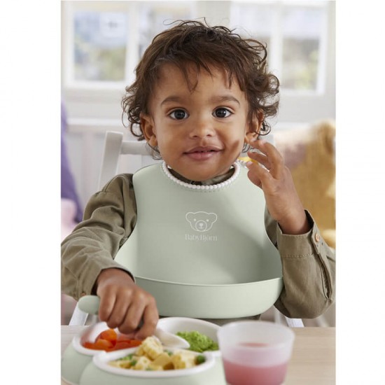 BabyBjorn Baby Bib 2 Pack - Powder Green / Powder Grey