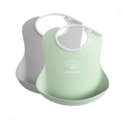 BabyBjorn Baby Bib 2 Pack - Powder Green / Powder Grey
