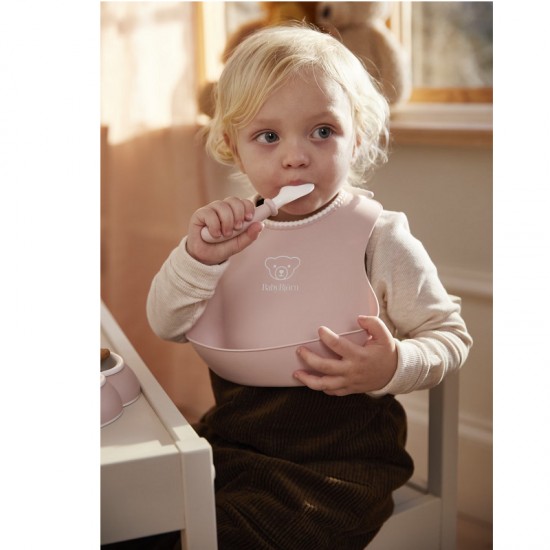 BabyBjorn Baby Bib 2 Pack - Powder Grey / Powder Pink