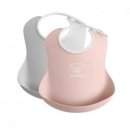 BabyBjorn Baby Bib 2 Pack - Powder Grey / Powder Pink