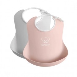 BabyBjorn Baby Bib 2 Pack - Powder Grey / Powder Pink