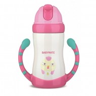 Babymate Stainless Steel Straw Bottle - Pink
