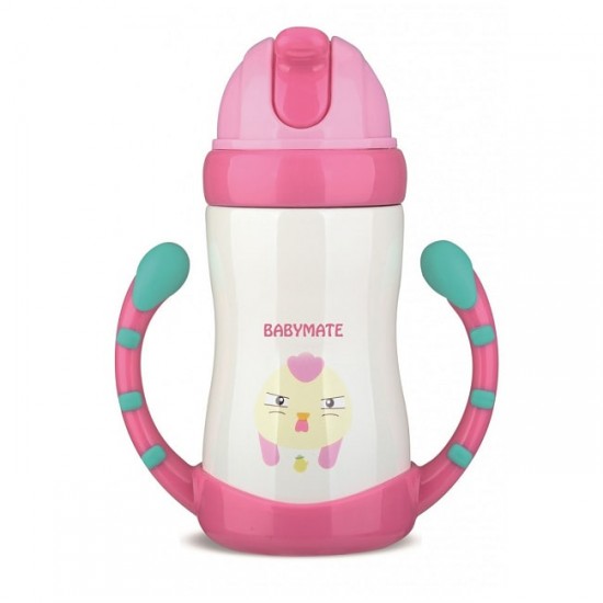 Babymate Stainless Steel Straw Bottle - Pink