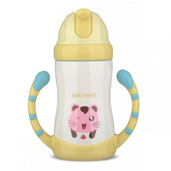 Babymate Stainless Steel Straw Bottle - Yellow