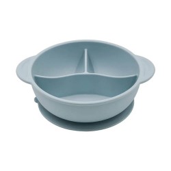 Combi Silicone Divided Suction Bowl with Lid -  Blue Elephant