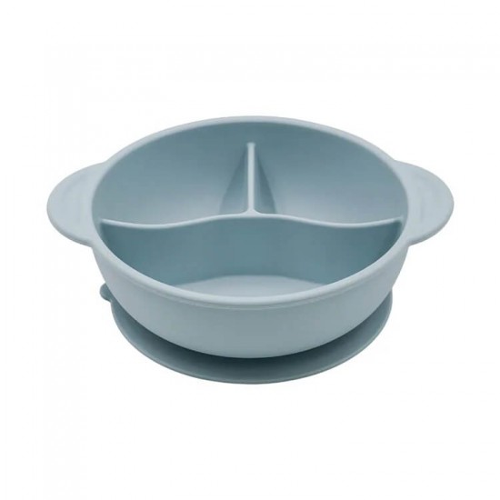 Combi Silicone Divided Suction Bowl with Lid -  Blue Elephant