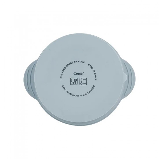 Combi Silicone Divided Suction Bowl with Lid -  Blue Elephant