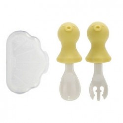 Edison Self-feeding Silicone Spoon & Fork Case Set - Yellow Octopus