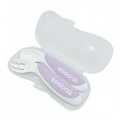 Edison mama Fork and Spoon for Baby with Box (9+) - Purple