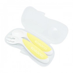 Edison mama Fork and Spoon for Baby with Box (9+) - Lemon