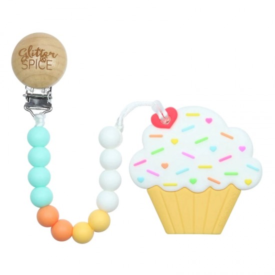 Glitter & Spice Silicone Teether - Cupcake