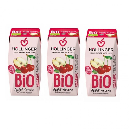 Hollinger Bio Organic, No Added Sugar, Apple Cherry Juice - 200 ml x 3 Packs