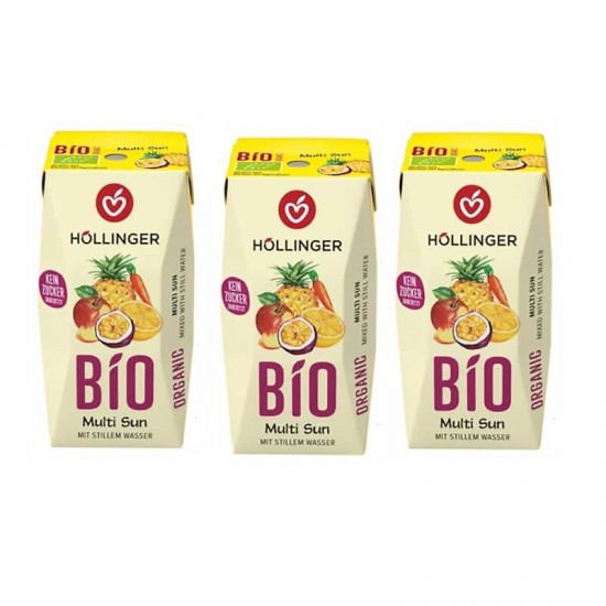 Hollinger Bio Organic, No Added Sugar, Multi Sunrise Fruit Juice - 200 ml x 3 Packs