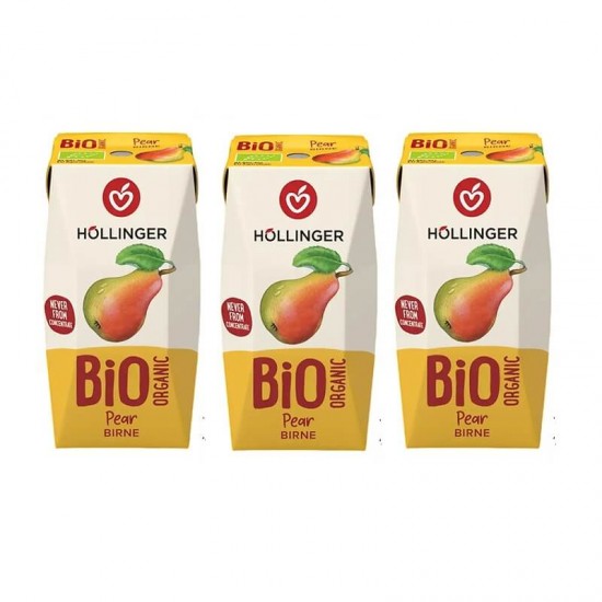 Hollinger Bio Organic, No Added Sugar, Pear Juice - 200 ml x 3 Packs