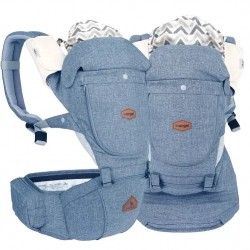 i-angel 4-in-1 New Miracle 4 Seasons Hip Seat Carrier - Waterproof - Melange Blue