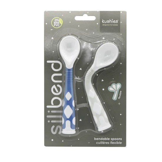 Kushies silibend bendable spoons - Blue and Grey