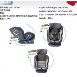 Minimoto i-Size Child ISO-FIX 360 Carseat - Grey