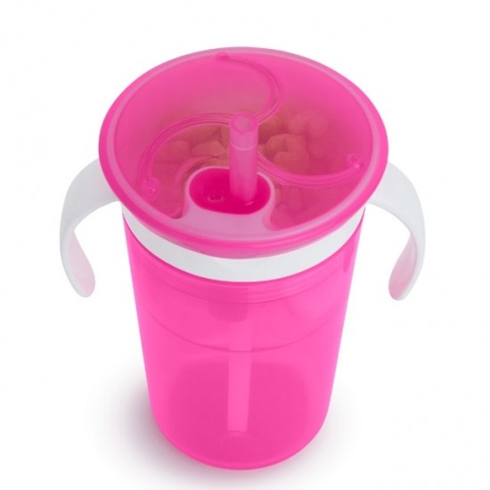 Munchkin SnackCatch & Sip 2-in-1 Snack Catcher & Spill-Proof Cup - Pink
