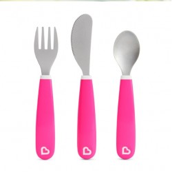 Munchkin Toddler Fork, Knife & Spoon Set - Pink
