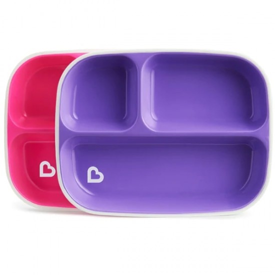 Munchkin Splash Toddler Divided Plates - Red / Purple
