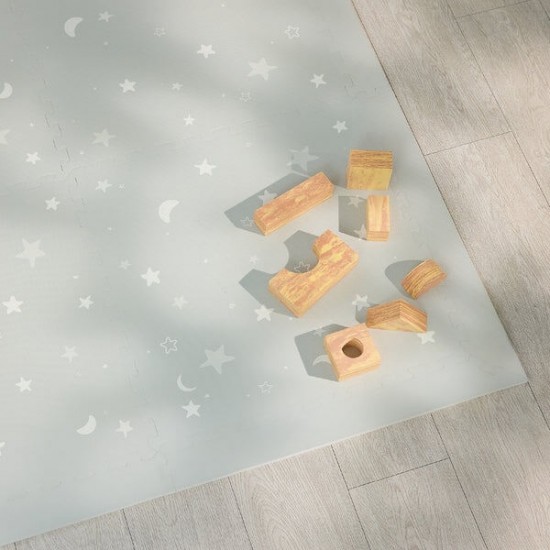 Nido Nido Stylish Series Floor Mat - Star and Moon Gray 62 x 62 x 1.3 cm x 6 pcs (Includes edge strip)