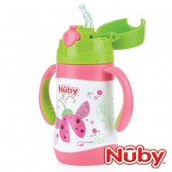 Nuby Clik-it™ Insulated Stainless Steel Flip-It Straw Bottle 280ml - Ladybird