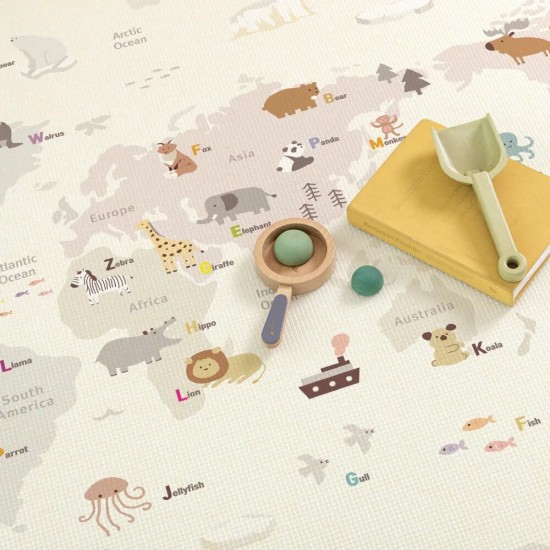 Parklon Prime Living Double-sided Play Mat - Love the Earth + Coco Bear & Rabbit, 150 x 200 x 1 cm