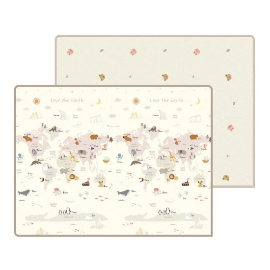 Parklon Prime Living Double-sided Play Mat - Love the Earth + Coco Bear & Rabbit, 150 x 200 x 1 cm
