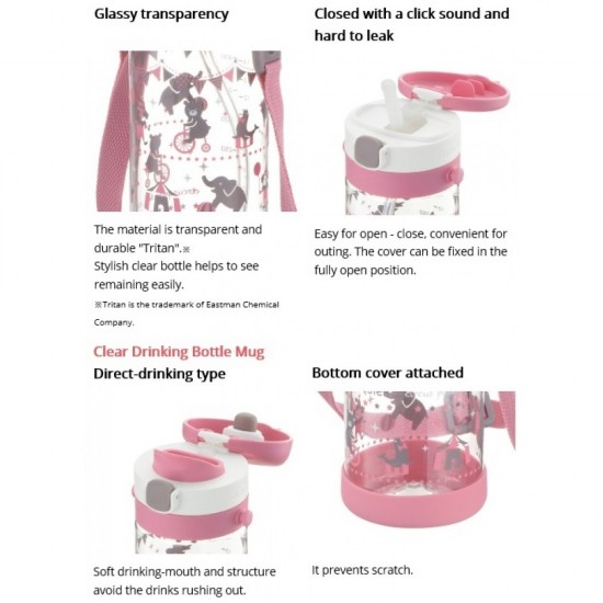 Richell Aqulea Step Up Bottle Mug 450ml - Pink Forest
