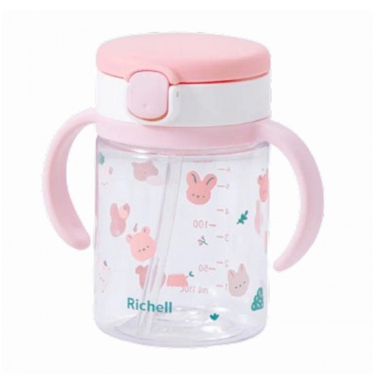 Richell Aquela Straw Training Mug & Straw bottle mug - Pink Forest