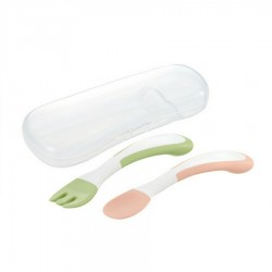 Richell Fork & Spoon Set with case