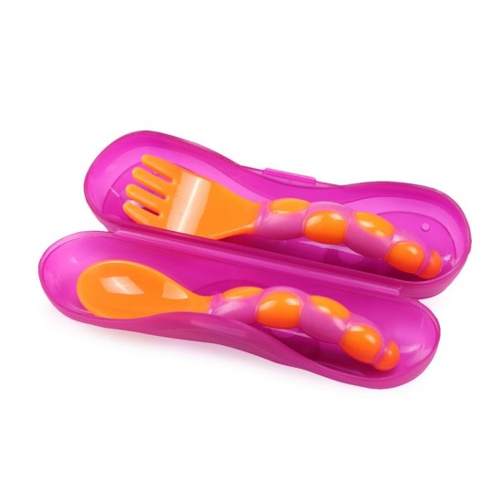 Sassy on-the-go Fork & Spoon Set - Orange purple