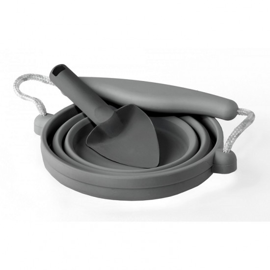 Scrunch Seedling Pot with Trowel - Anthracite Grey