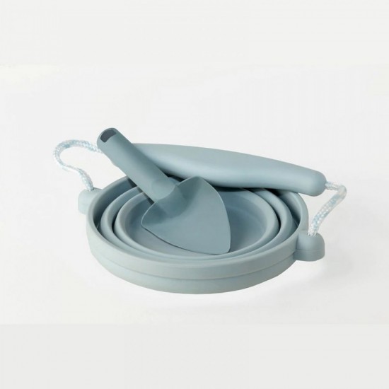 Scrunch Seedling Pot with Trowel - Duck Egg Blue