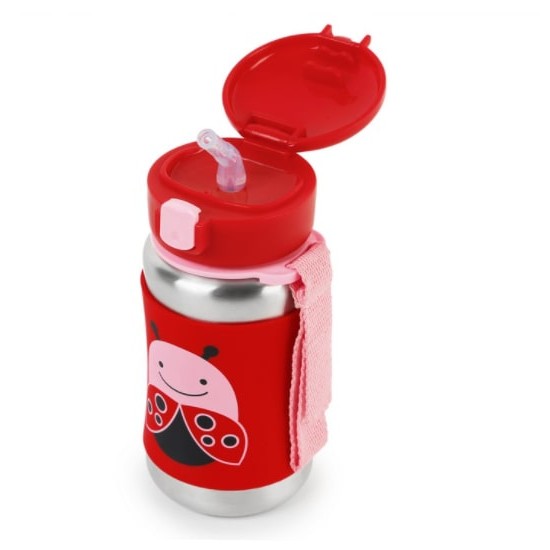 Skip Hop Zoo Stainless Steel Straw Bottle - Ladybug