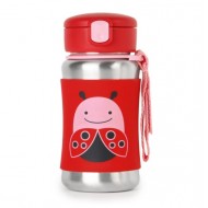Skip Hop Zoo Stainless Steel Straw Bottle - Ladybug