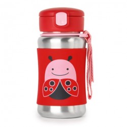 Skip Hop Zoo Stainless Steel Straw Bottle - Ladybug