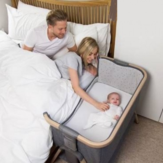 Tutti Bambini CoZee Bedside Crib - Oak/ Charcoal