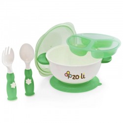 Zoli Stuck Suction Bowl Feeding Set - Green